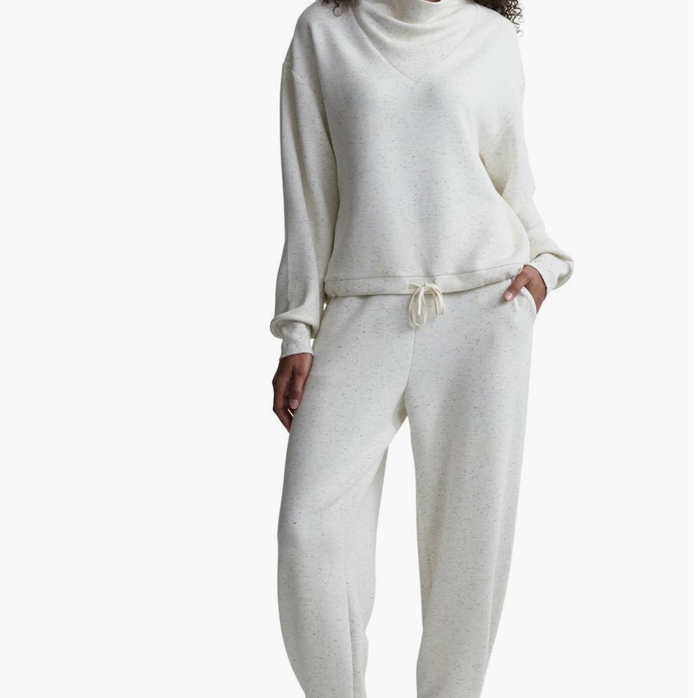 Varley White Cowl Neck Sweater with Relaxed Fit